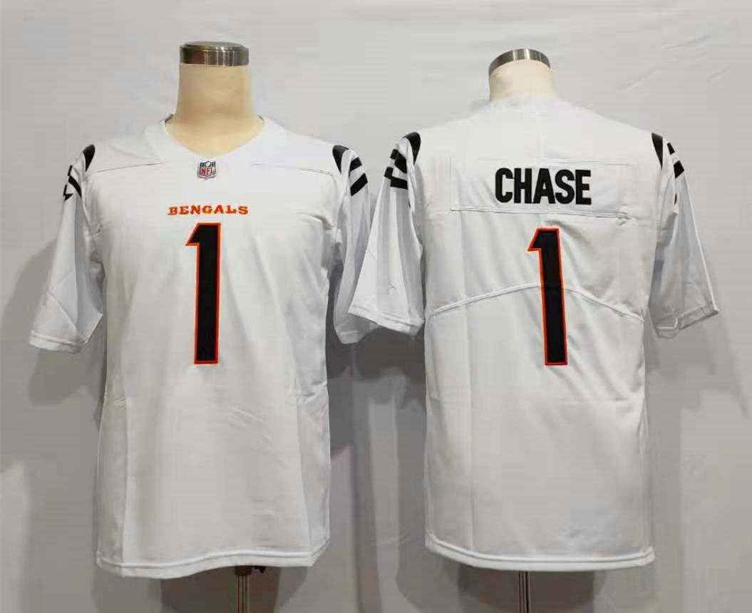 Men's Cincinnati Bengals Ja'Marr Chase #1 White Jersey